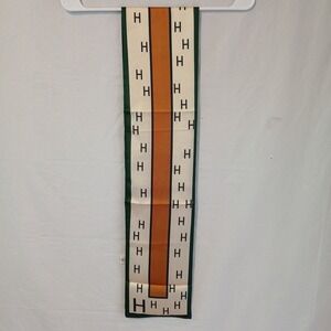 Long Scarf 55" Ivory Tan Green Border Black Letters